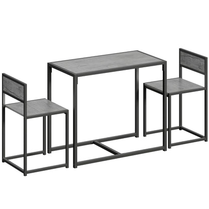 3 Piece Table Stool Set - Charcoal Grey Wood-Effect