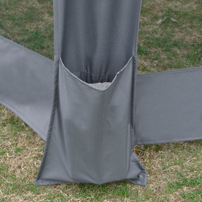 3.8m x 3.2m Pop Up Gazebo Hexagonal Canopy Tent Outdoor Sun Protection with 6 Mesh Sidewalls, Hand Bag, Grey