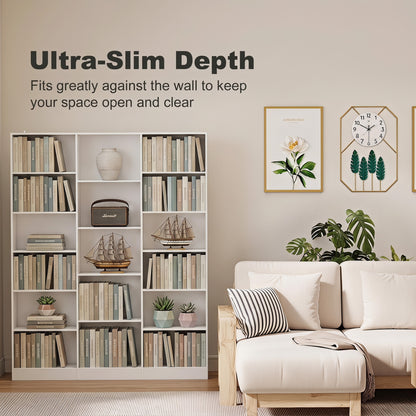 Bookcase with Open Storage, 6-Tier Bookshelf with Anti-Tipping Hardware, White
