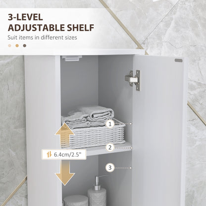 Tall Bathroom Storage Cabinet with Doors, Slim Bathroom Storage Unit with Adjustable Shelves