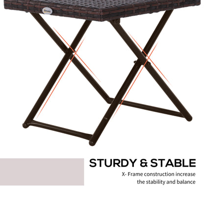 Folding Garden Coffee Table, Wicker Outdoor Bistro Side Table with PE Rattan Top for Patio, Balcony, Porch, 40 x 40 x 40 cm