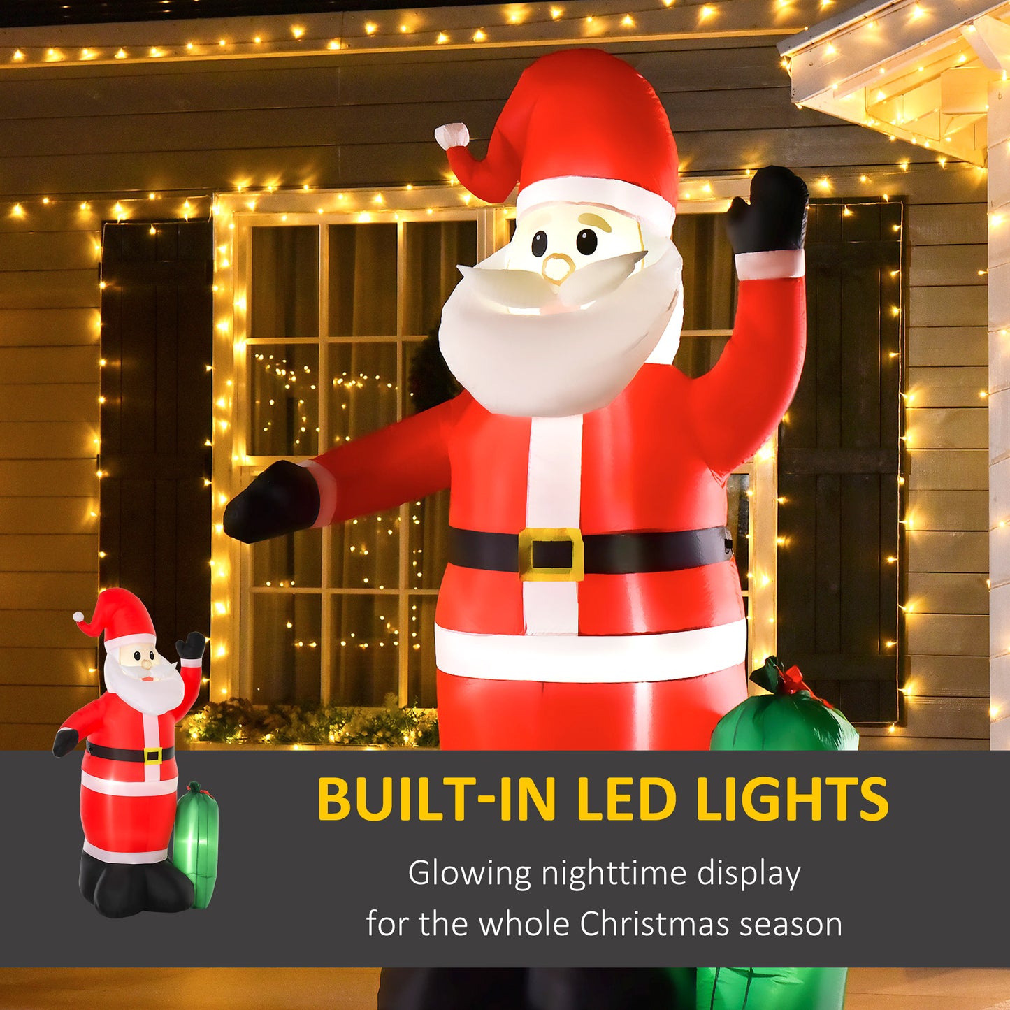 7.5ft Inflatable Christmas Santa Claus with LED Air Blown Xmas Décor Holiday Outdoor Yard Decoration