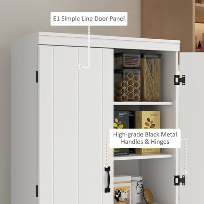 4-Door Tall Kitchen Cupboard, Freestanding 6-Tier Storage Cabinet with 2 Adjustable Shelves for Living Room, Dining Room
