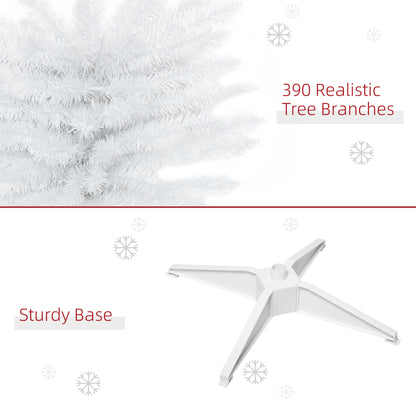 6ft Unlit Artificial Christmas Tree, Pencil Slim Xmas Tree with Solid Stand and Realistic Branches, White