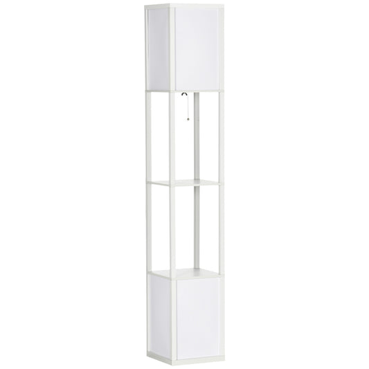 156cm Floor Lamp Shelving Unit - White