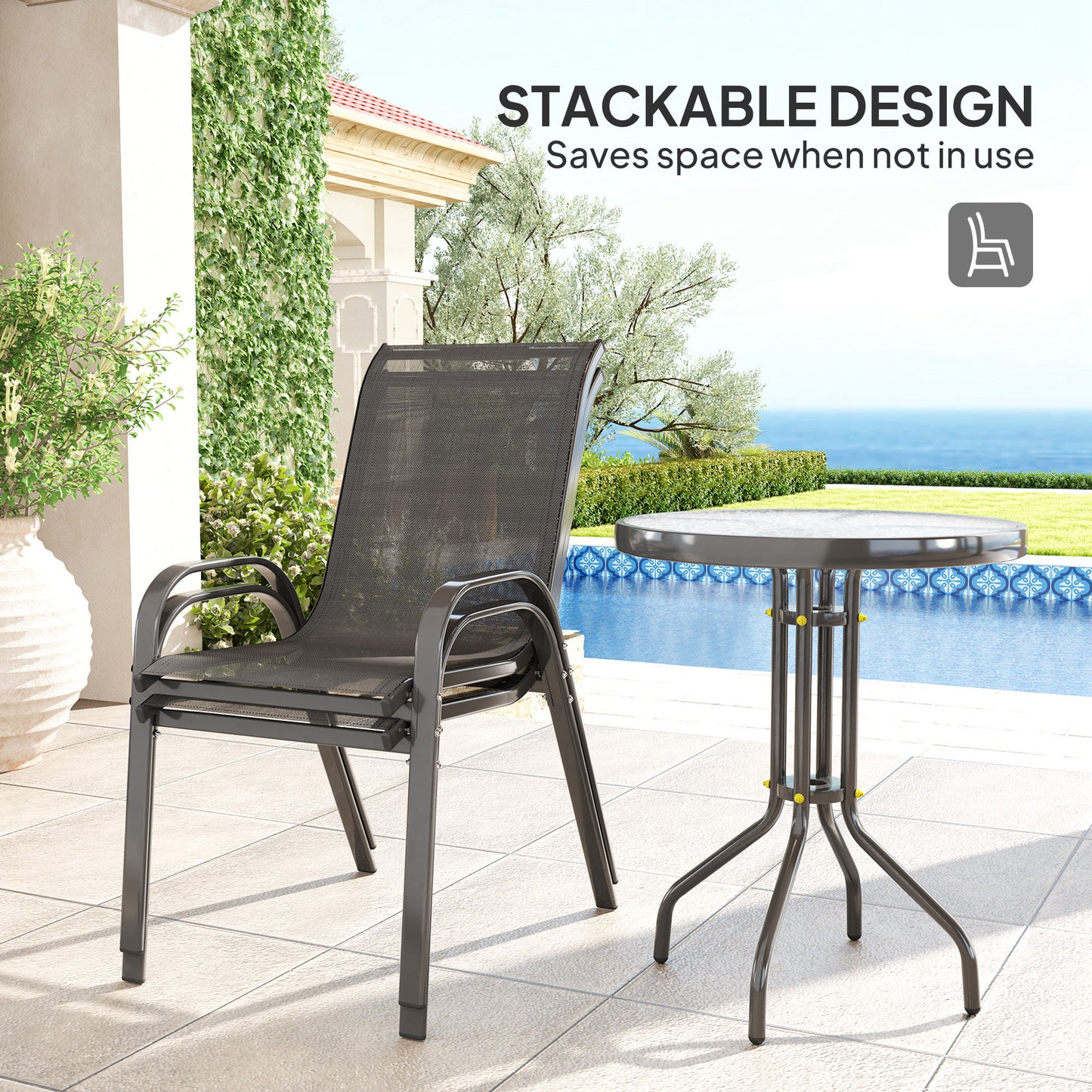 Three-Piece Outdoor Garden Set - Black