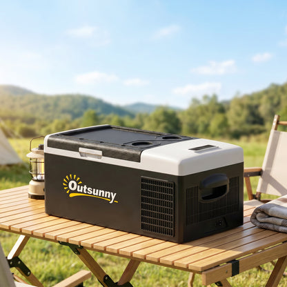16L Portable Car Fridge, -20℃ to 10℃ Adjustable Temperature - Black/Grey