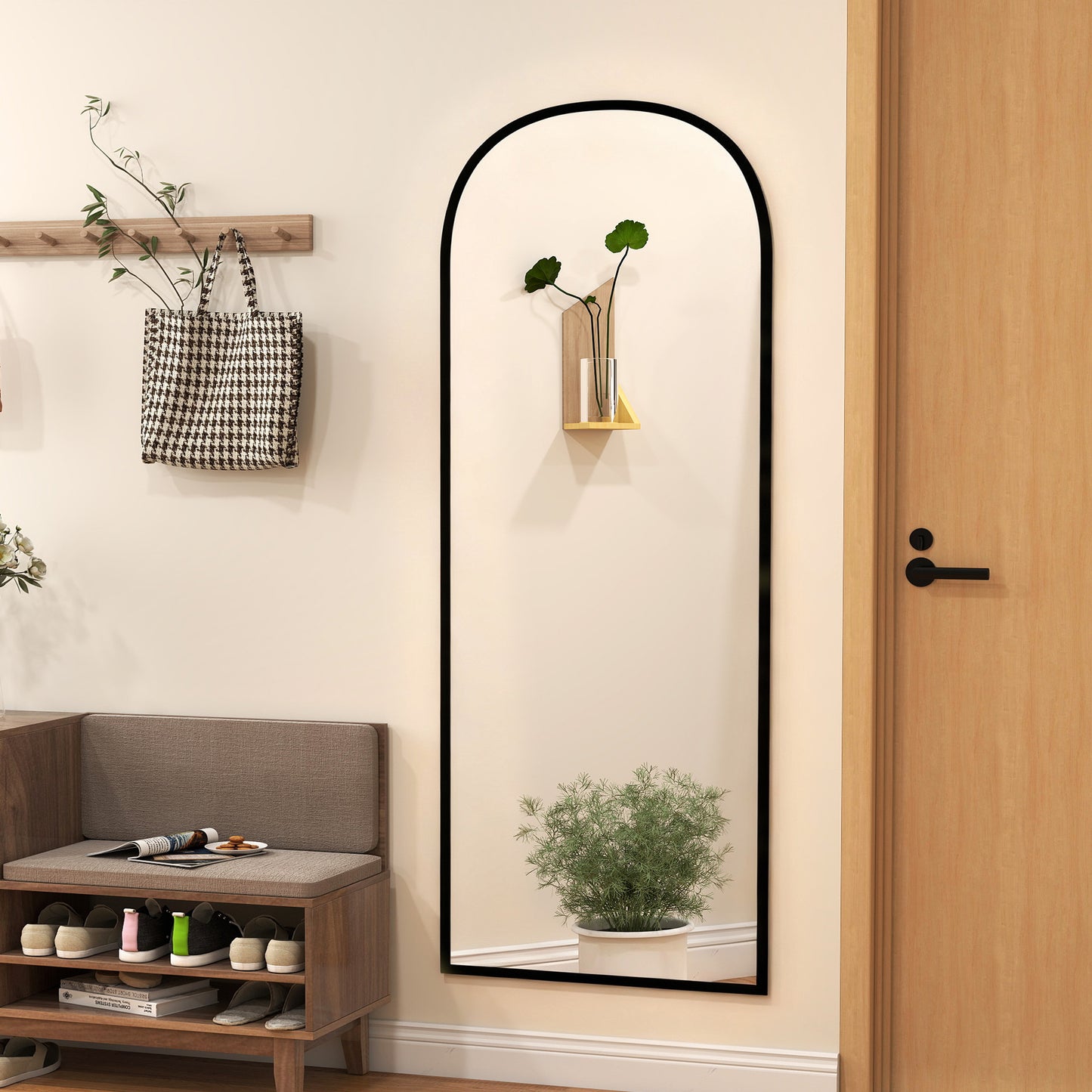165cm Aluminium Frame Standing Mirror - Black