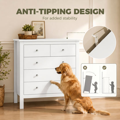 5 Drawer Chest of Drawers, Modern Dresser for Bedroom, Bedside Storage Cabinet