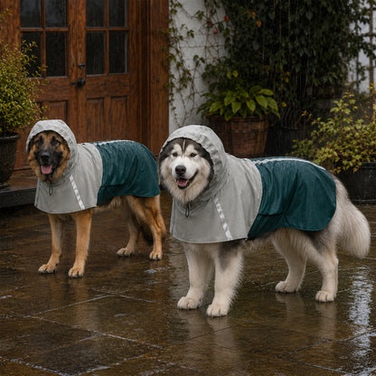 Dog Raincoat with Hood, Waterproof & Breathable Rain Jacket with Leash Hole, for Extra Large Dogs, Green, XL