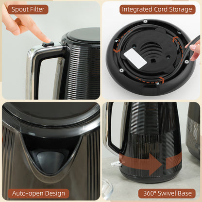 Kettle and Toaster Set, 1.7L 3000W Fast Boil Kettle & 2 Slice Toaster Kitchen Set with 7 Level Browning Controls, Defrost