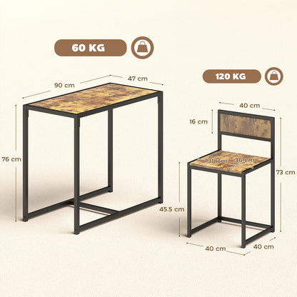 3 Piece Table Stool Set - Rustic Brown