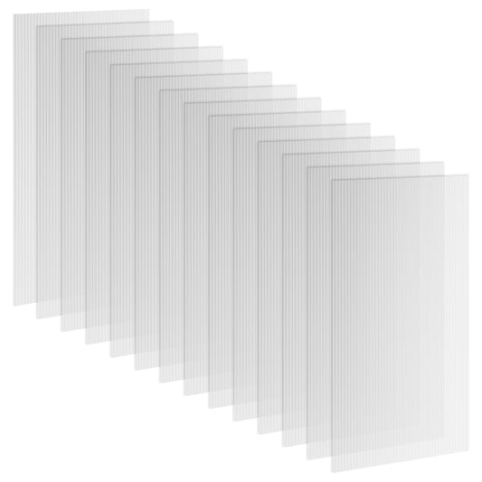 14 Pieces Polycarbonate Sheets, 121 x 61 x 0.4cm Twin-Wall Plastic Roofing Sheets, 10m² Replacement Greenhouse Panels