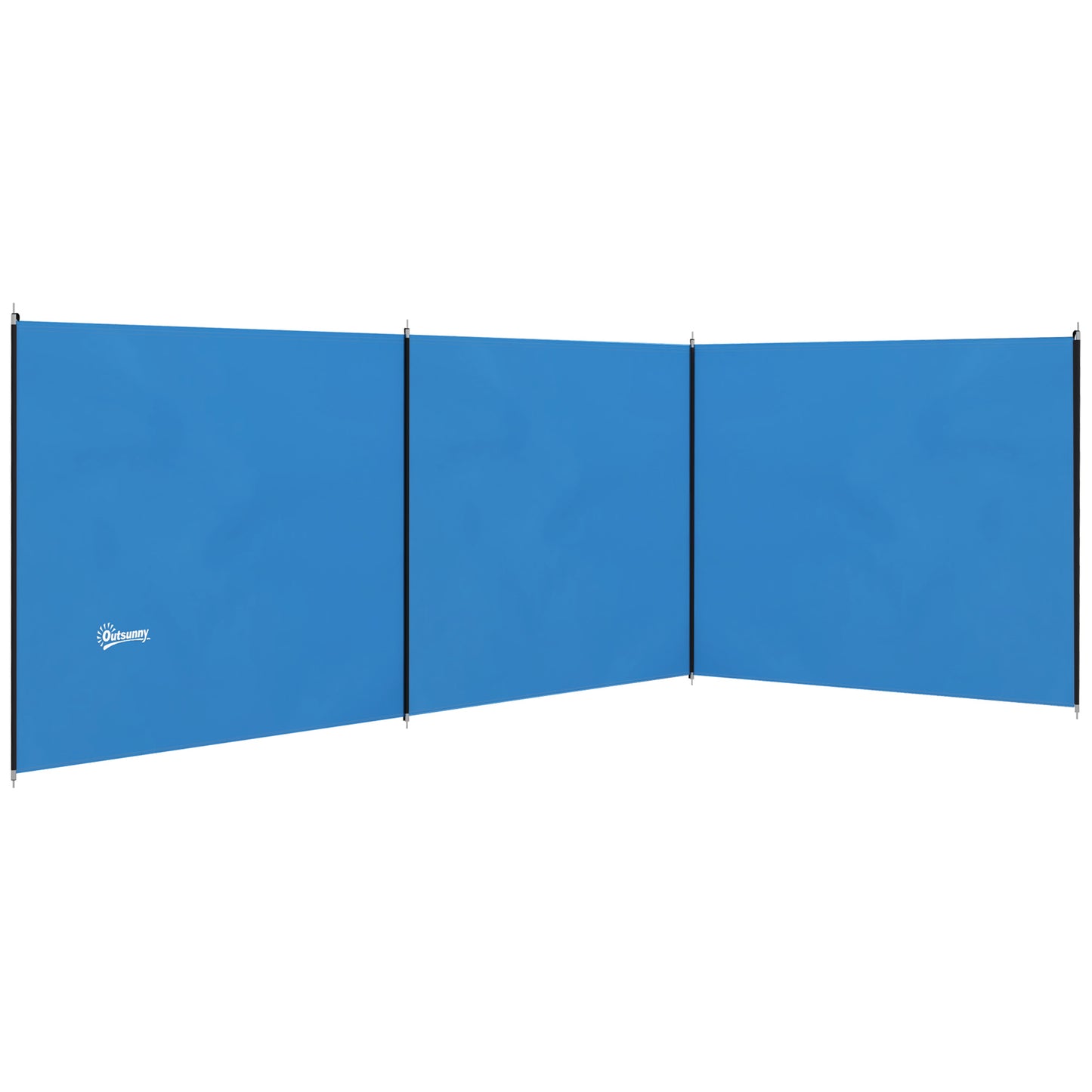 4 Pole Camping Windbreaks, Beach Wind Shield Shelter with Carry Bag and Steel Poles, 540cm x 150cm, Blue