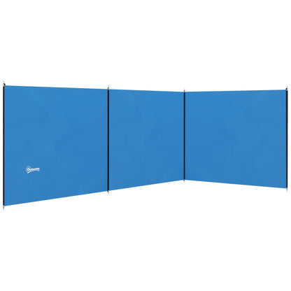 4 Pole Camping Windbreaks, Beach Wind Shield Shelter with Carry Bag and Steel Poles, 540cm x 150cm, Blue