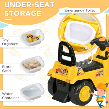 Ride On Tractor, 3 in 1 Ride On Excavator Toy, Toddler Digger Bulldozer with Storage, Pretend Play Construction Truck