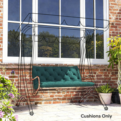 2 Seater Bench Pad, Garden Chair Cushion with Back and Ties for Indoor and Outdoor Use, 98 x 100 cm, Green