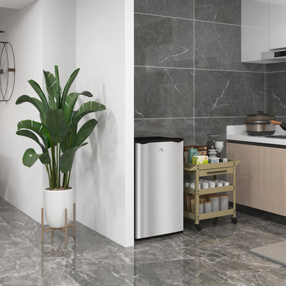 Under Counter Fridge, 91L Small Fridge with Chiller Box, Removable Shelf, Reversible Door, Adjustable Legs