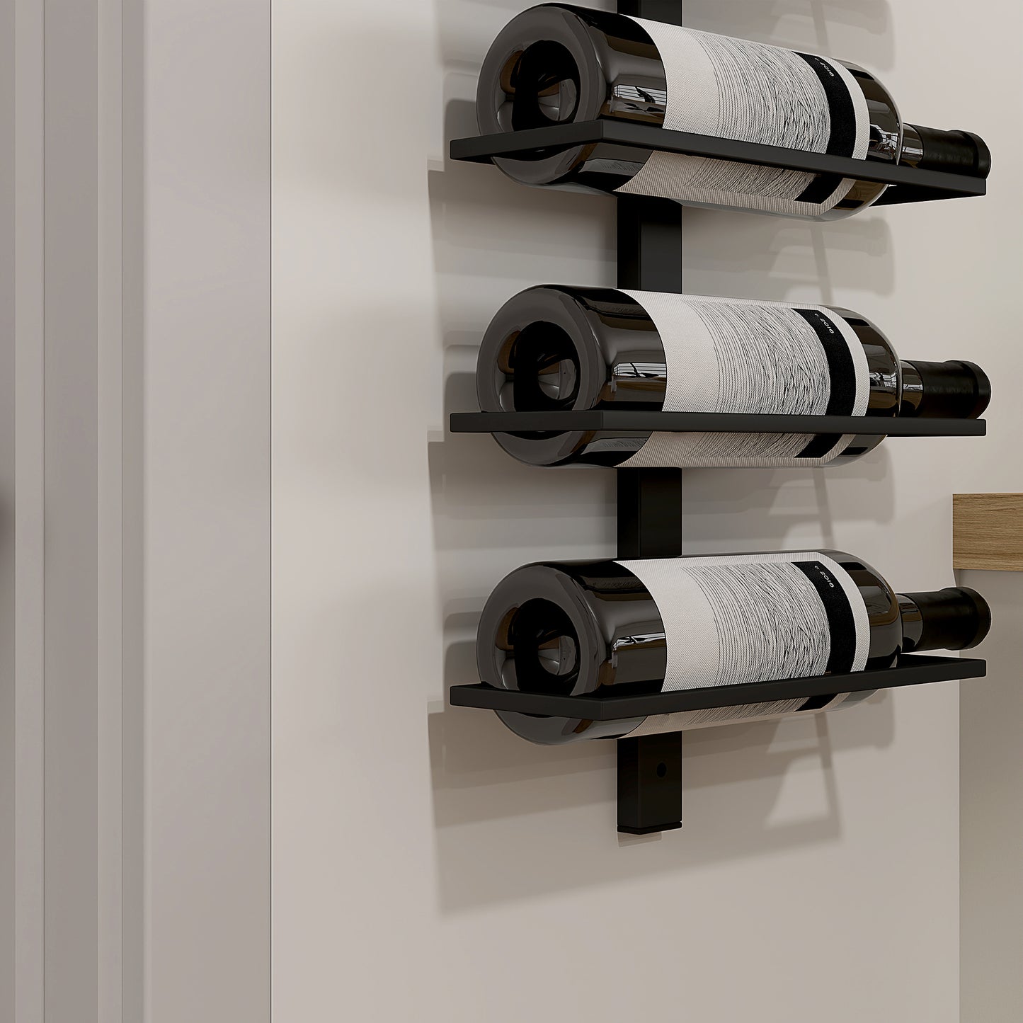 Wine Rack, Wall Mounted, 10 Tier Metal Wine Display Rack, Storage Holder for Kitchen, Dining Room, Bar, Cellar, Black