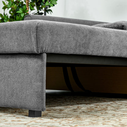 Snow Flannel Two-Seater Sofa Bed, with Storage - Grey