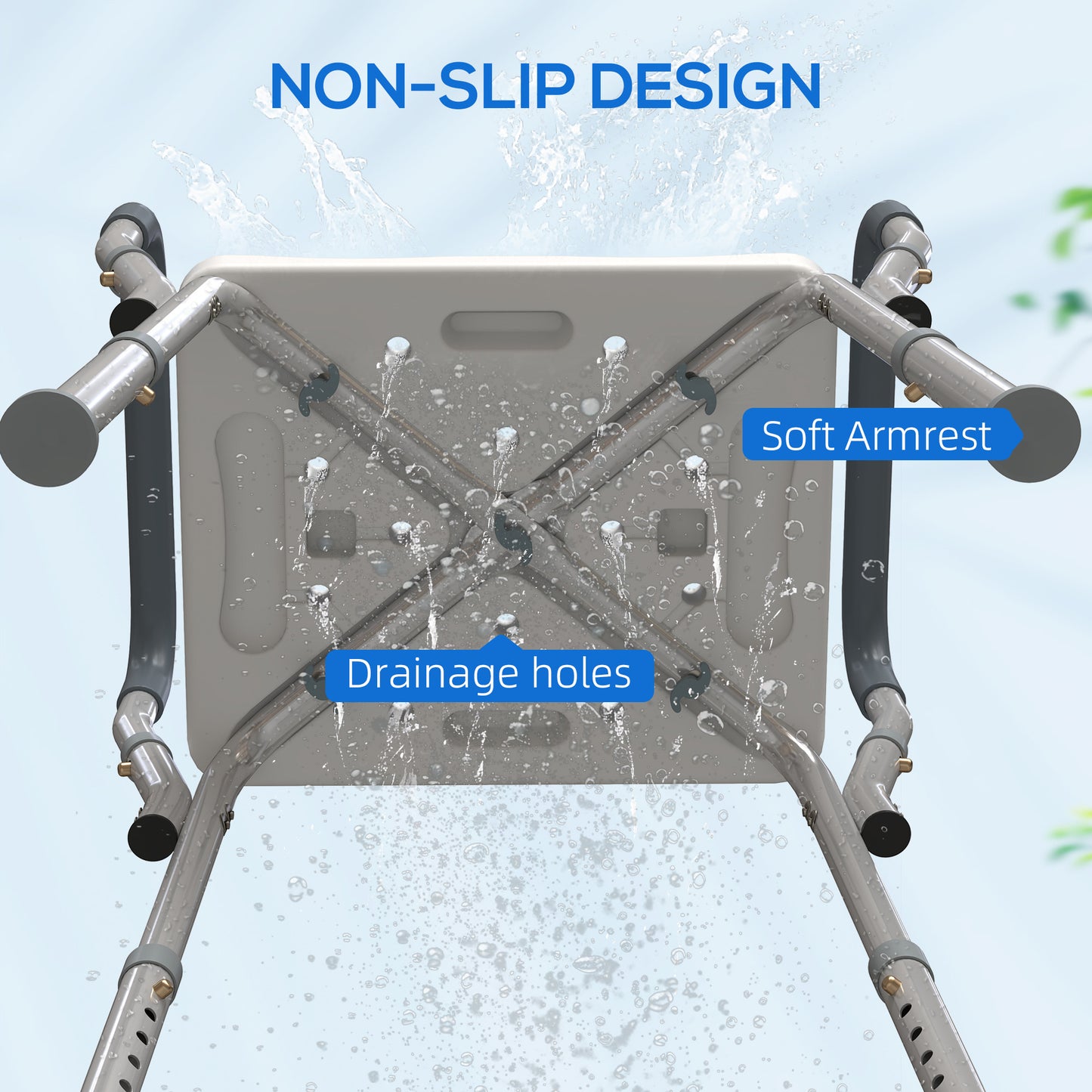 57-69cm Aluminium Frame Bath Seat - Light Blue