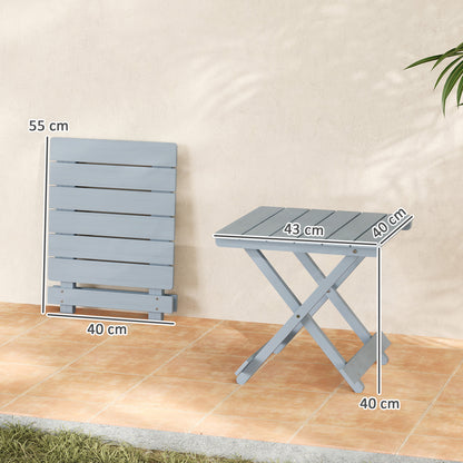 Fir Wood Folding Coffee Table, Lightweight Small Garden Table with Slatted Top, Portable Folding Side Table for Balcony