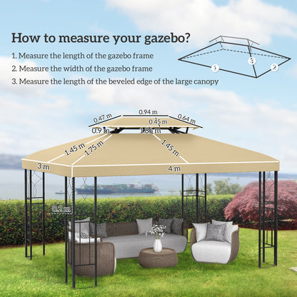 Gazebo Roof Replacement, for 3 x 4m Frames - Cream