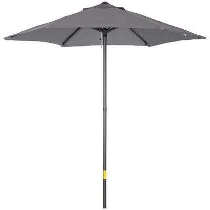 2m Garden Parasol Umbrella, Outdoor Sun Shade with 6 Sturdy Ribs for Balcony, Bench, Garden, Dark Grey