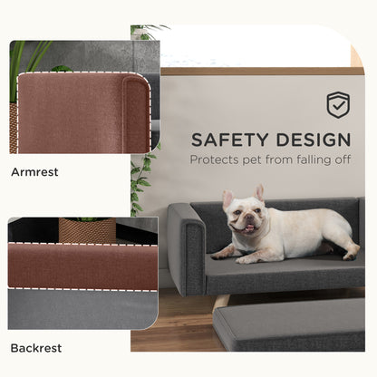 Elevated Dog Sofa Bed, with Cushion, for Medium and Small Dogs, Grey