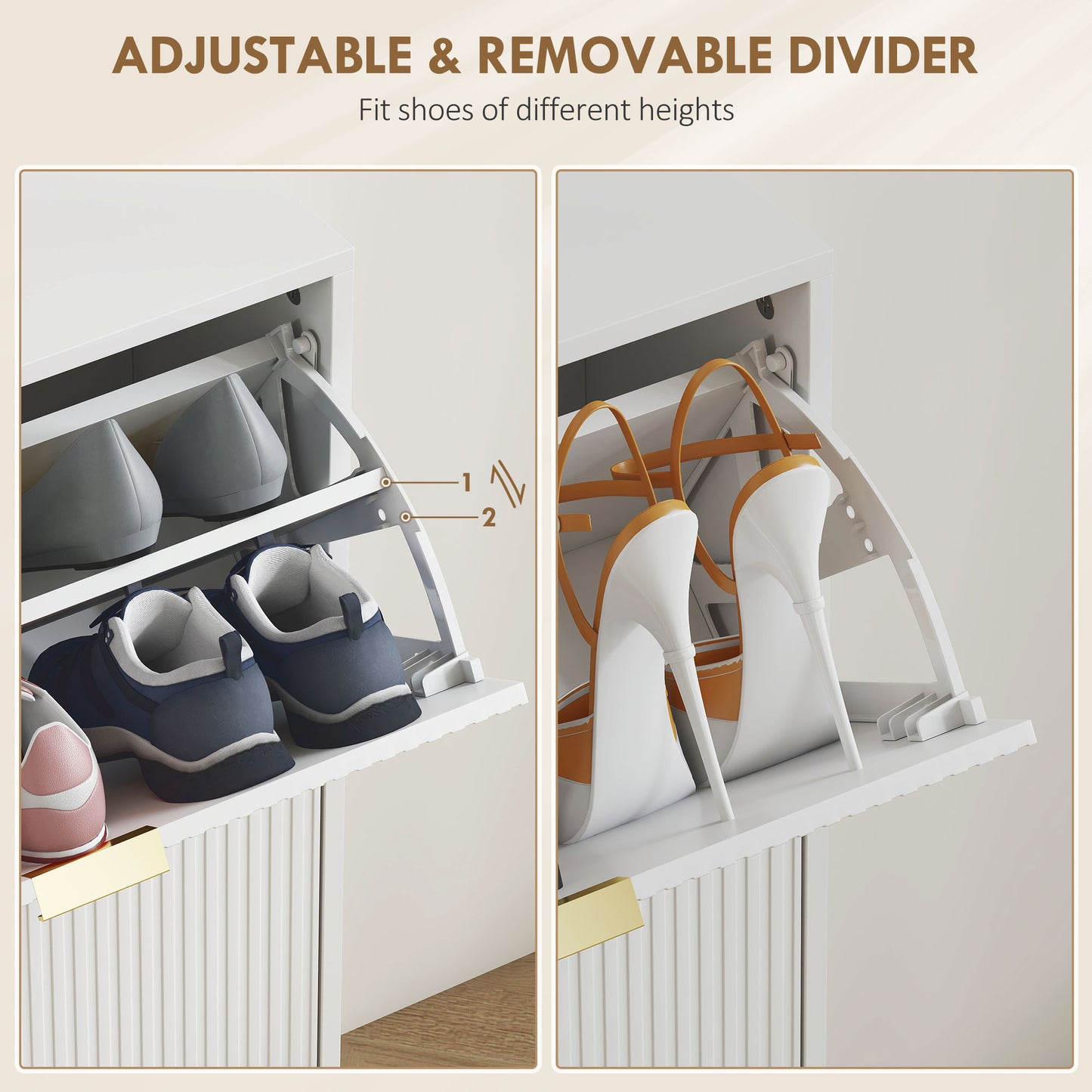 Elegant Four-Drawer Shoe Cabinet - White