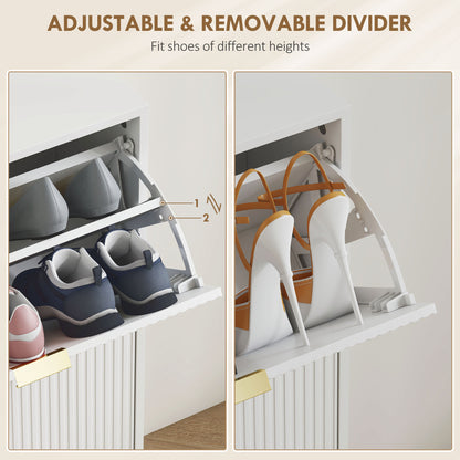 Elegant Four-Drawer Shoe Cabinet - White