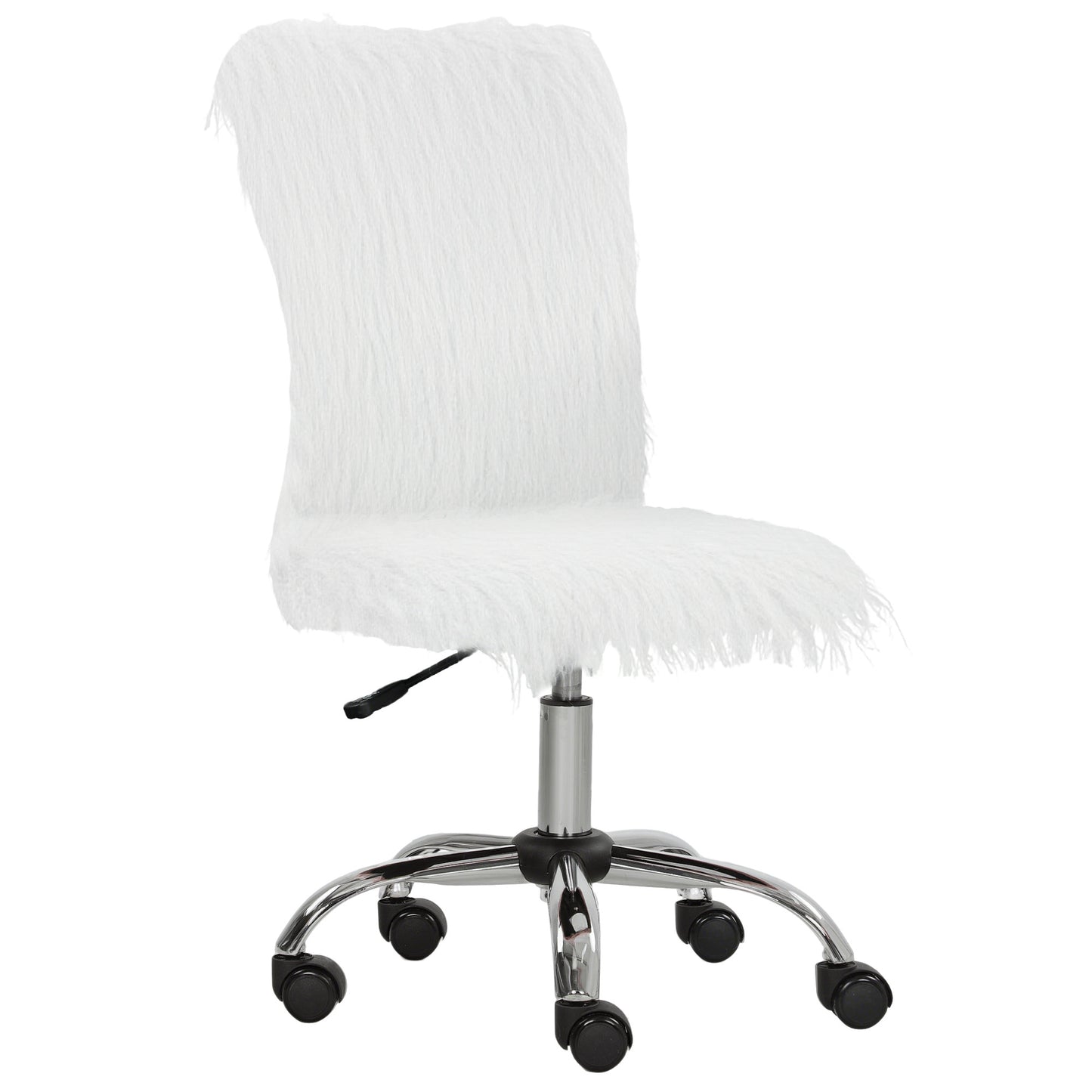 Plush Office Desk Chair, Modern Armless Swivel Vanity Chair with Adjustable Height for Home Office, Bedroom, Living Room