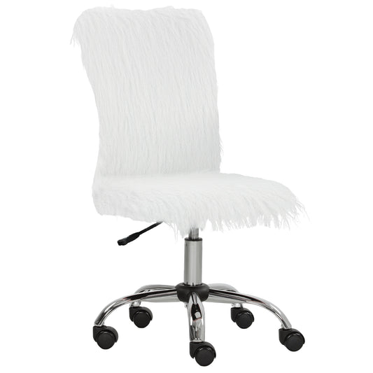 Plush Office Desk Chair, Modern Armless Swivel Vanity Chair with Adjustable Height for Home Office, Bedroom, Living Room