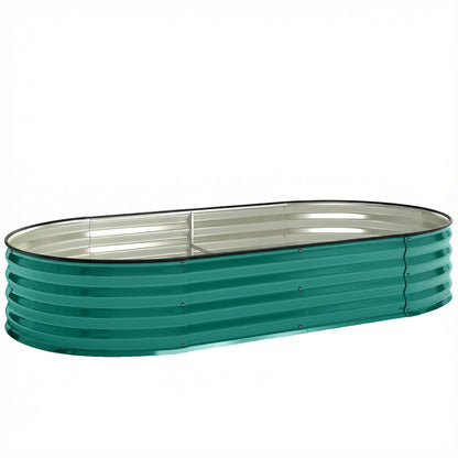 Galvanised Raised Garden Bed, Metal Planter Box with Safety Edging, for Flowers, Herbs, Succulents, Light Green