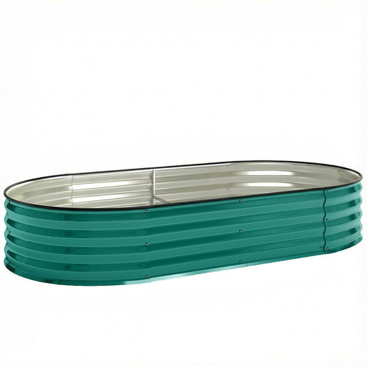 Galvanised Raised Garden Bed, Metal Planter Box with Safety Edging, for Flowers, Herbs, Succulents, Light Green
