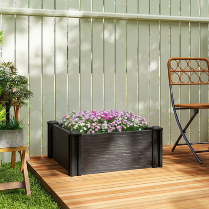 Vinyl Raised Garden Bed Kit, 2 x 2 x 1ft Modular Elevated Garden Box with Slotting Legs and Open Bottom, Dark Grey
