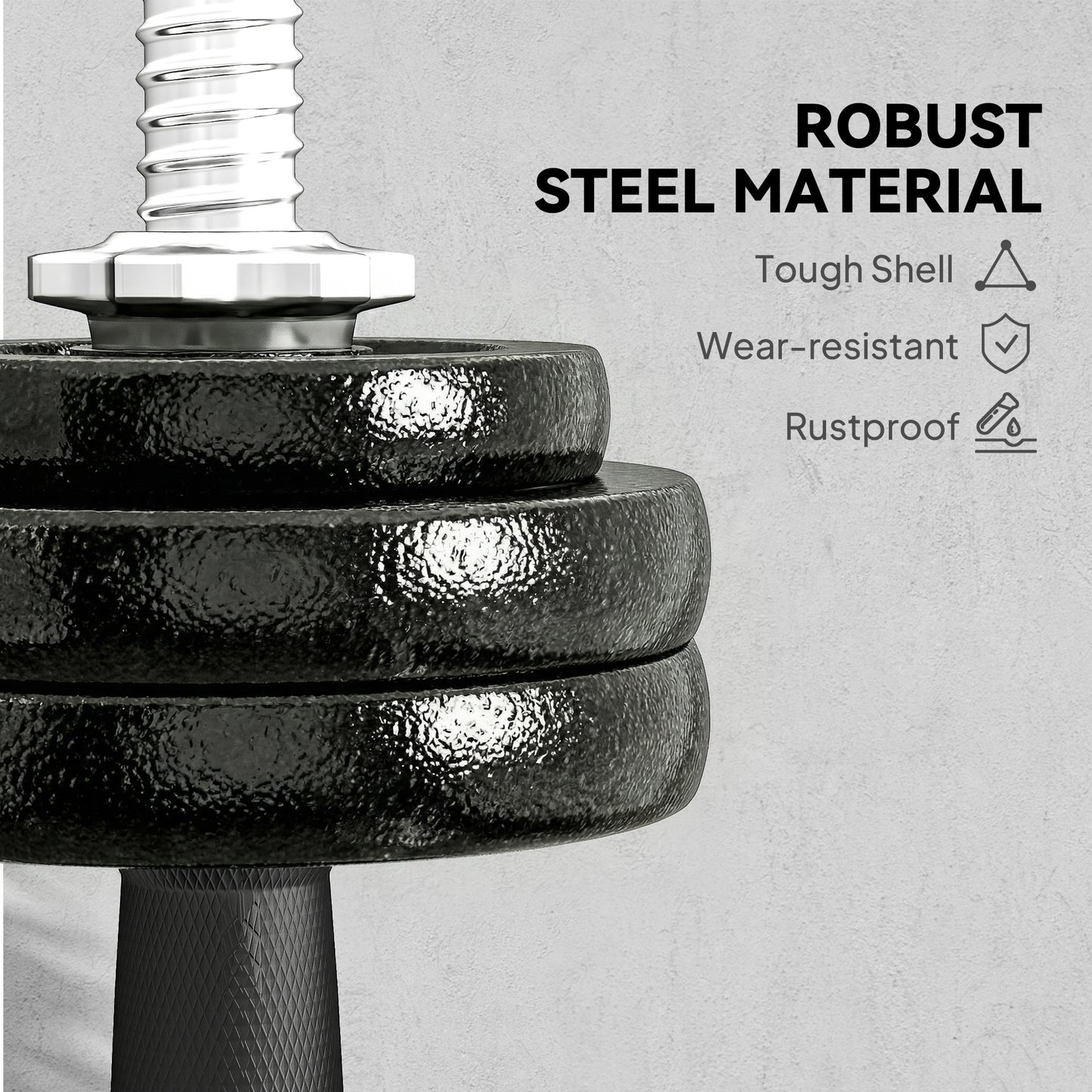 2-in-1 Adjustable Dumbbells Set, 30kg Cast Iron Weights Dumbbells Set with Non-Slip Grip for Strength Training