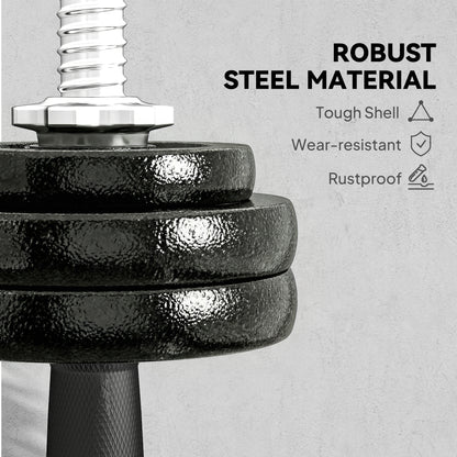 2-in-1 Adjustable Dumbbells Set, 30kg Cast Iron Weights Dumbbells Set with Non-Slip Grip for Strength Training