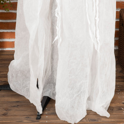 74 Inch Halloween Decorations White Witch Holding Pumpkin Head, Standing Skeleton Ghost Prop Life Size