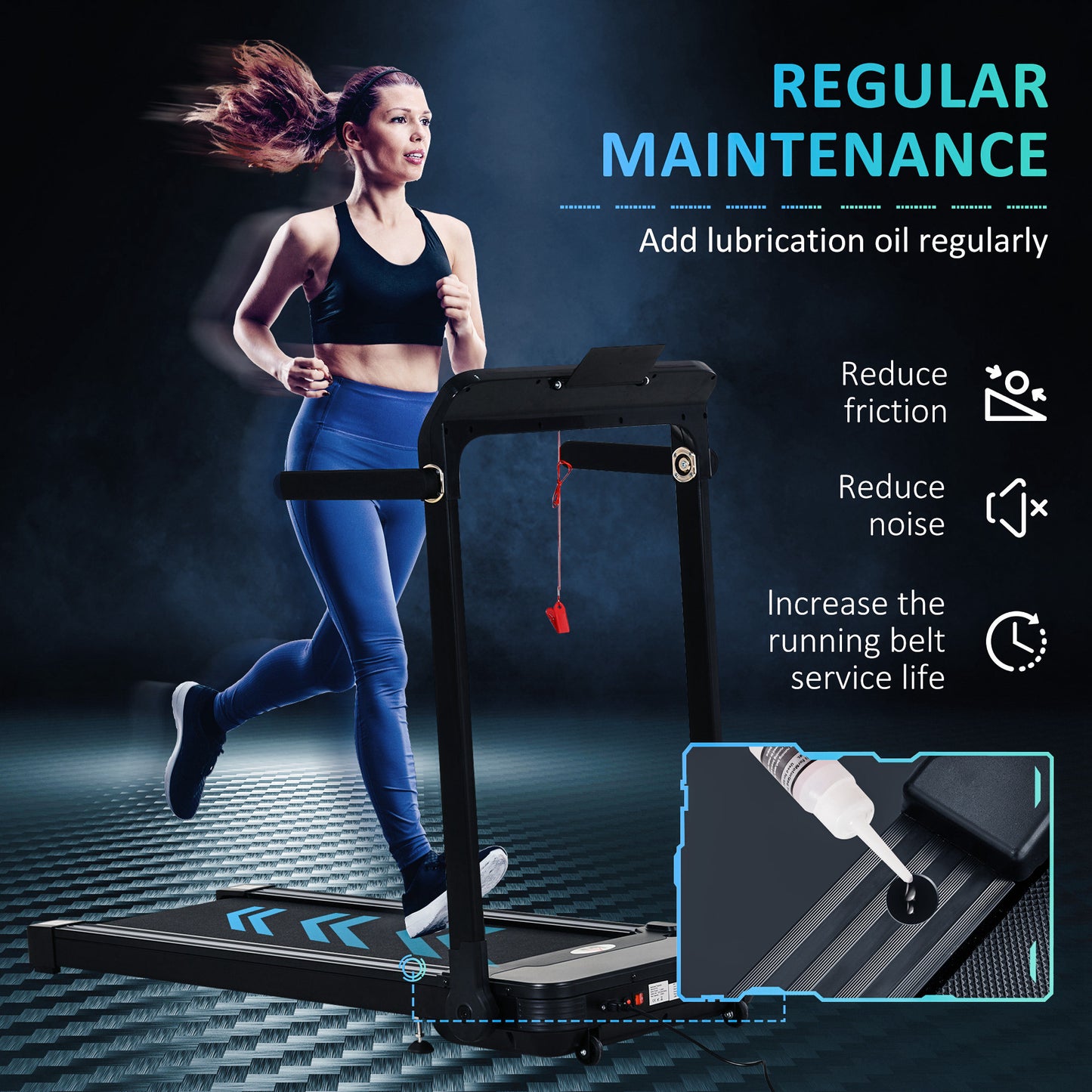 Folding Treadmill, 1.85HP Installation-Free Walking Jogging Running Machine