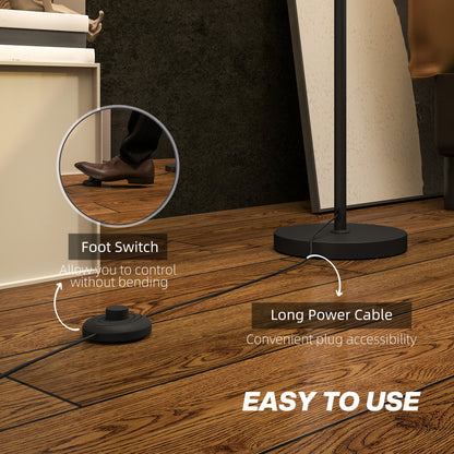 Floor Lamp for Living Room, Modern Standing Lamp with Linen Shade & Foot Switch, Minimalist Tall Pole Lampshade for Bedroom
