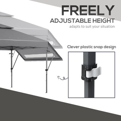3 x 3m Height Adjustable Pop-Up Gazebo, with Accessories - Grey