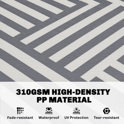 Plastic Straw Reversible RV Outdoor Rug with Carry Bag, 182 x 274cm, Grey and Cream