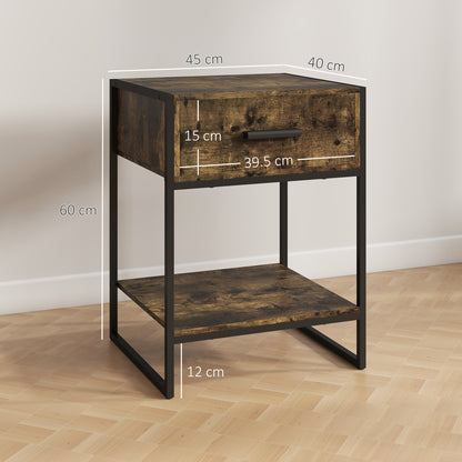 Modern Bedside Table - Rustic Brown