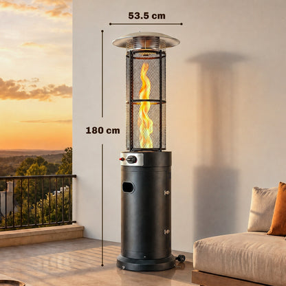 11 KW Freestanding Gas Patio Heater, Adjustable Outdoor Garden Propane Heater with Tip-Over Switch, Wheels, Pulse Ignition