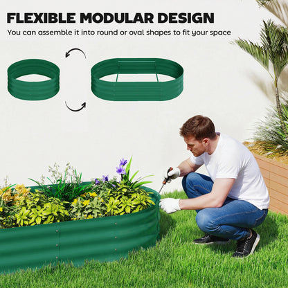 Galvanised Raised Garden Bed with Arched Trellis, 4 x 2 x 4.6ft Metal Raised Bed for Garden with Open Bottom, Green