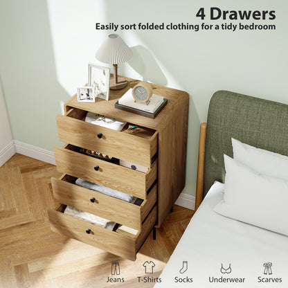 Modern Chest of Drawers with 4 Drawers - Oak