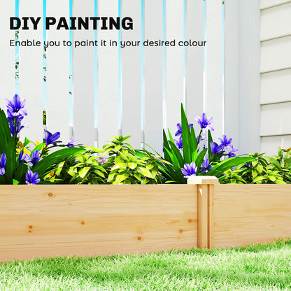 Raised Garden Bed, Wooden Planter Box with Divider and Open Bottom for Flowers, Herbs, Vegetables, DIY Painting