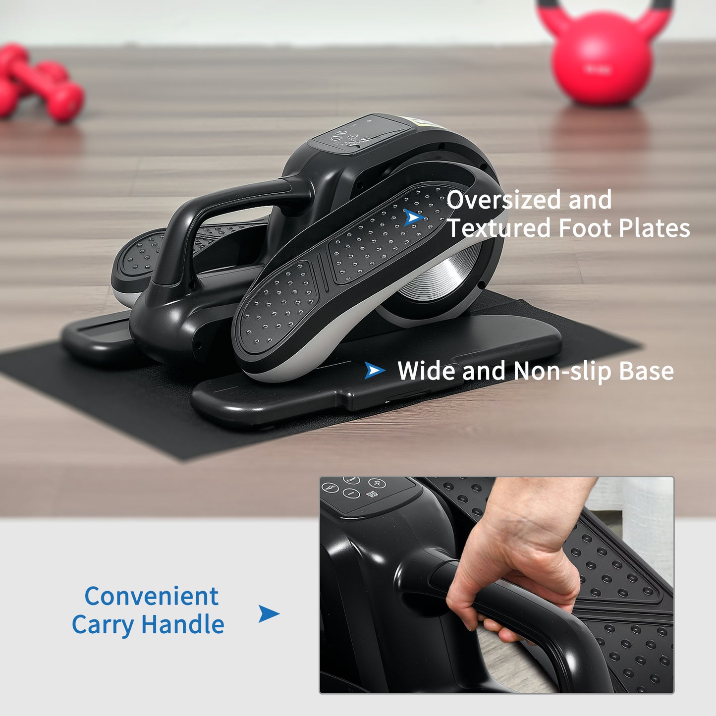 Under Desk Electric Elliptical Machine for Home, Sit Down Pedal Exerciser for Seniors with 12 Programs, LCD Monitor