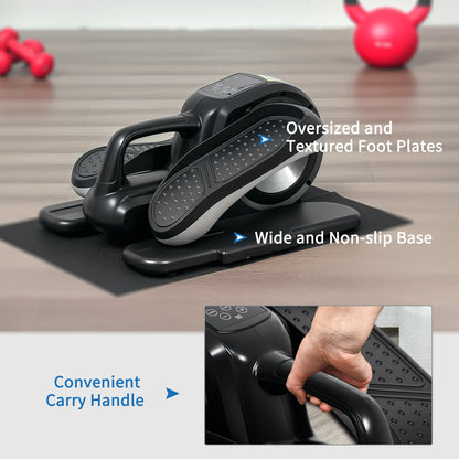 Under Desk Electric Elliptical Machine for Home, Sit Down Pedal Exerciser for Seniors with 12 Programs, LCD Monitor